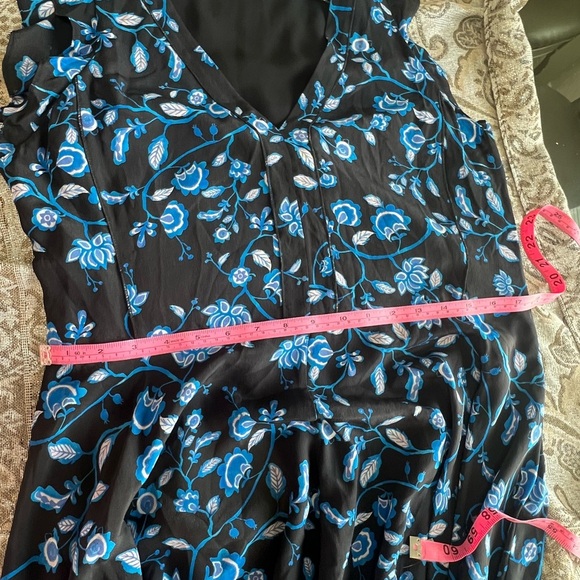 Rebecca Taylor Floral Silk Mini Dress - Black and Blue - Picture 4 of 6